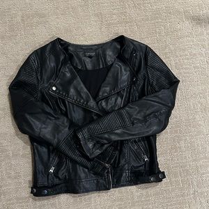 Faux Leather Topshot Moto Jacket - size 10